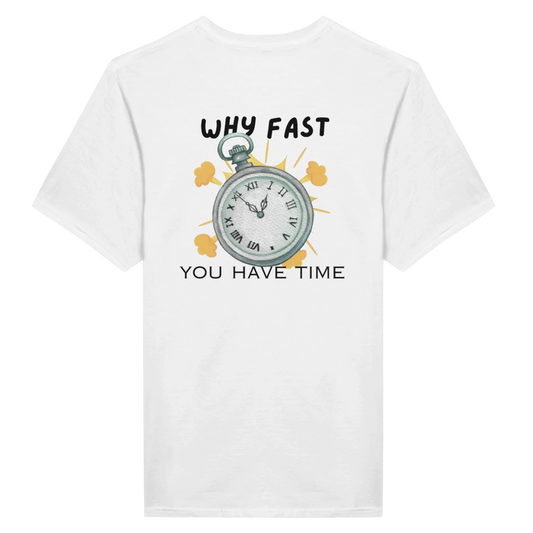 Why fast Motivational T-shirt,Back Paket,White